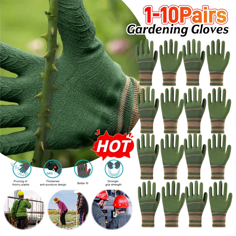 Gardening Glove Waterproof - 1-10Pairs Gardening Gloves Waterproof Wear Resistant