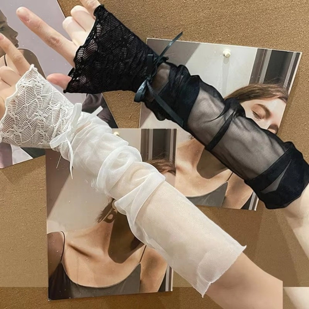 Y2K Lace Ruffle Mesh Gloves Sh - Fingerless Glove Knit recensione e prezzo
