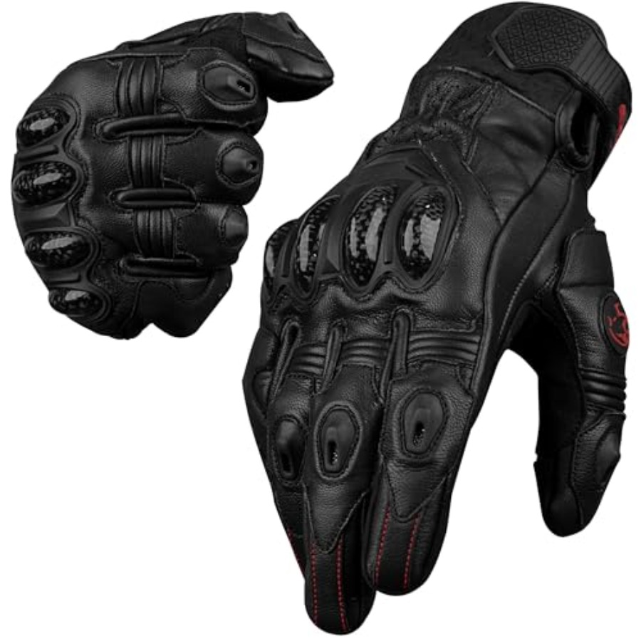 Leather Motorcycle Gloves for  - Motorcycle Glove Knuckle recensione e prezzo