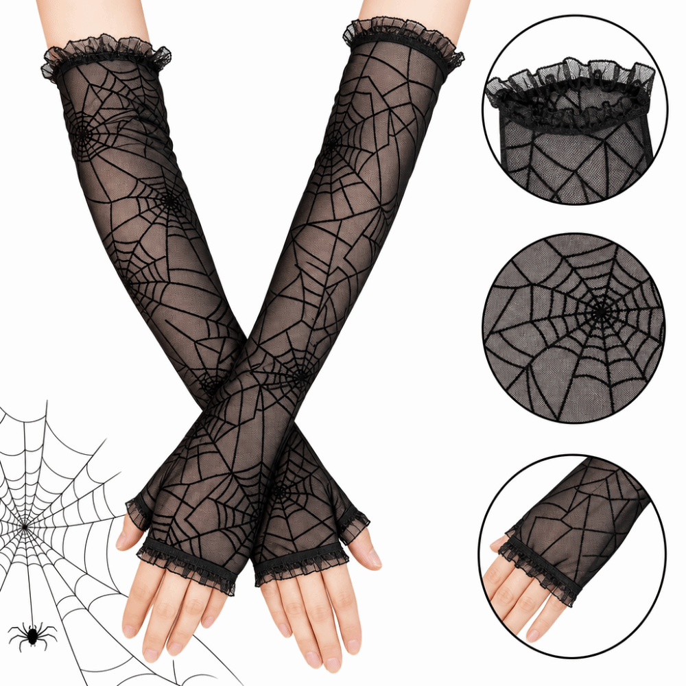 Gothic Spider Web Lace Fingerl - Fingerless Glove Knit recensione e prezzo