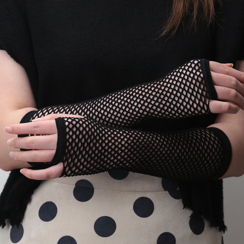 New black Fishnet Fingerless L - Fingerless Glove Knit recensione e prezzo
