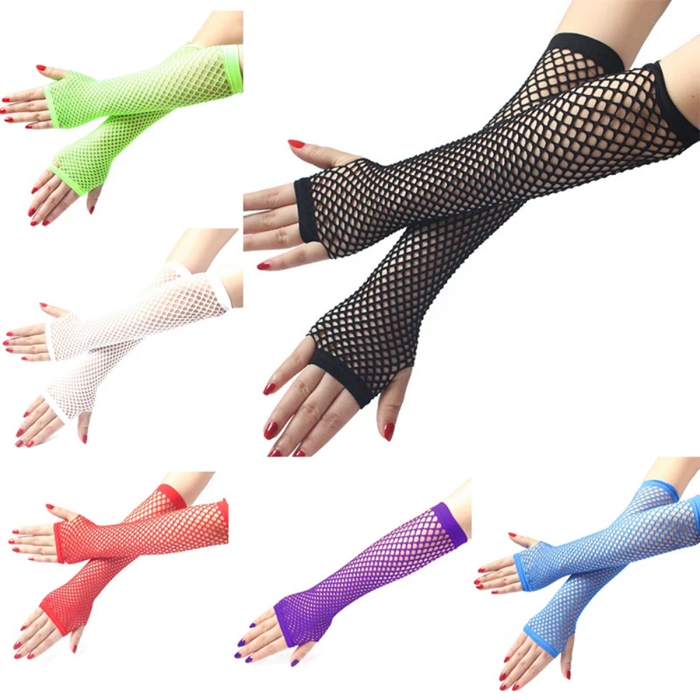 Women Neon Fishnet Long Finger - Fingerless Glove Knit recensione e prezzo
