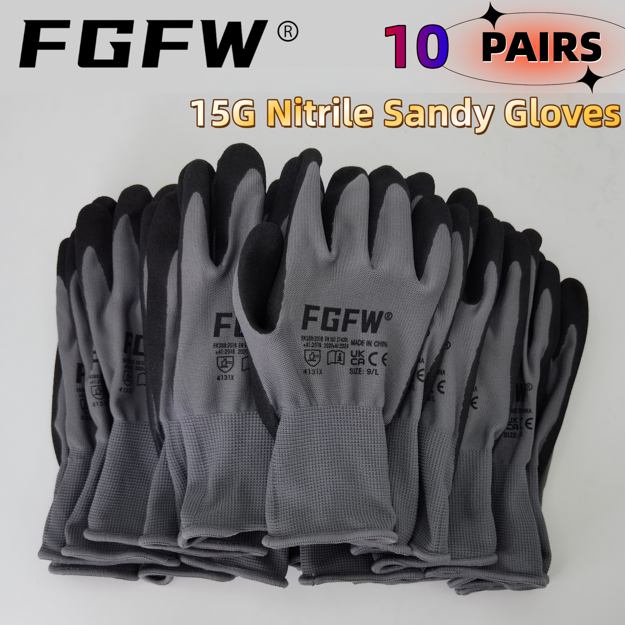 FGFW 10 Pairs Gray Nitrile San - Nitrile Mechanic Glove recensione e prezzo