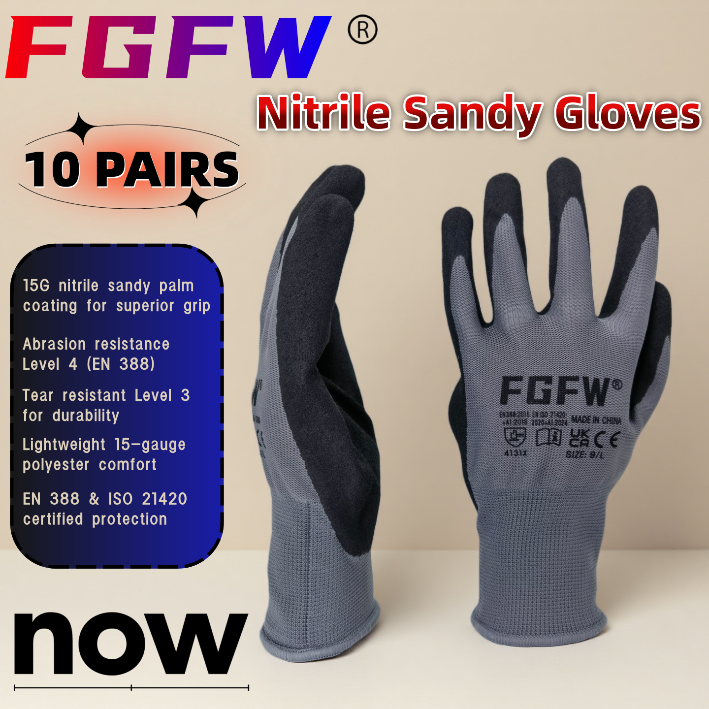 FGFW 10 Pairs Gray Nitrile San - Nitrile Mechanic Glove recensione e prezzo