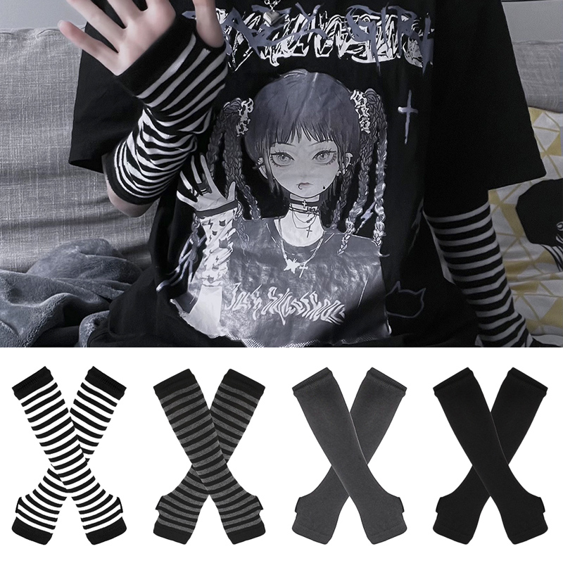 Women Long Sleeve Gothic Strip - Fingerless Glove Knit recensione e prezzo
