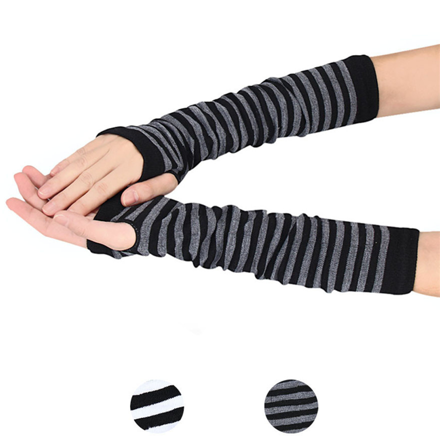 Women Long Sleeve Gothic Strip - Fingerless Glove Knit recensione e prezzo